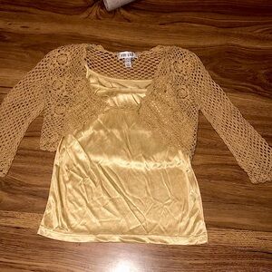 Vintage Amy Byer top gold girls large